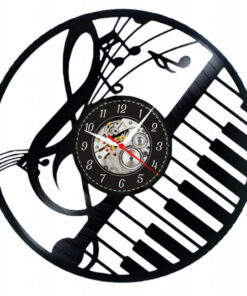 eas decorativ din vinil cu design muzical – claviatură și note stilizate, ideal pentru pasionații de pian și muzică clasică