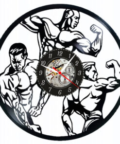 Ceas decorativ din vinil cu tematică bodybuilding – ideal pentru sală sau cadou pentru pasionați de fitness